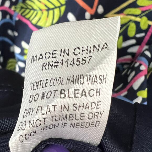 THML Dress S Blue Green Floral Geo Sleeveless Ruffle Neck Peplum Hem Boho Chic - Picture 13 of 14